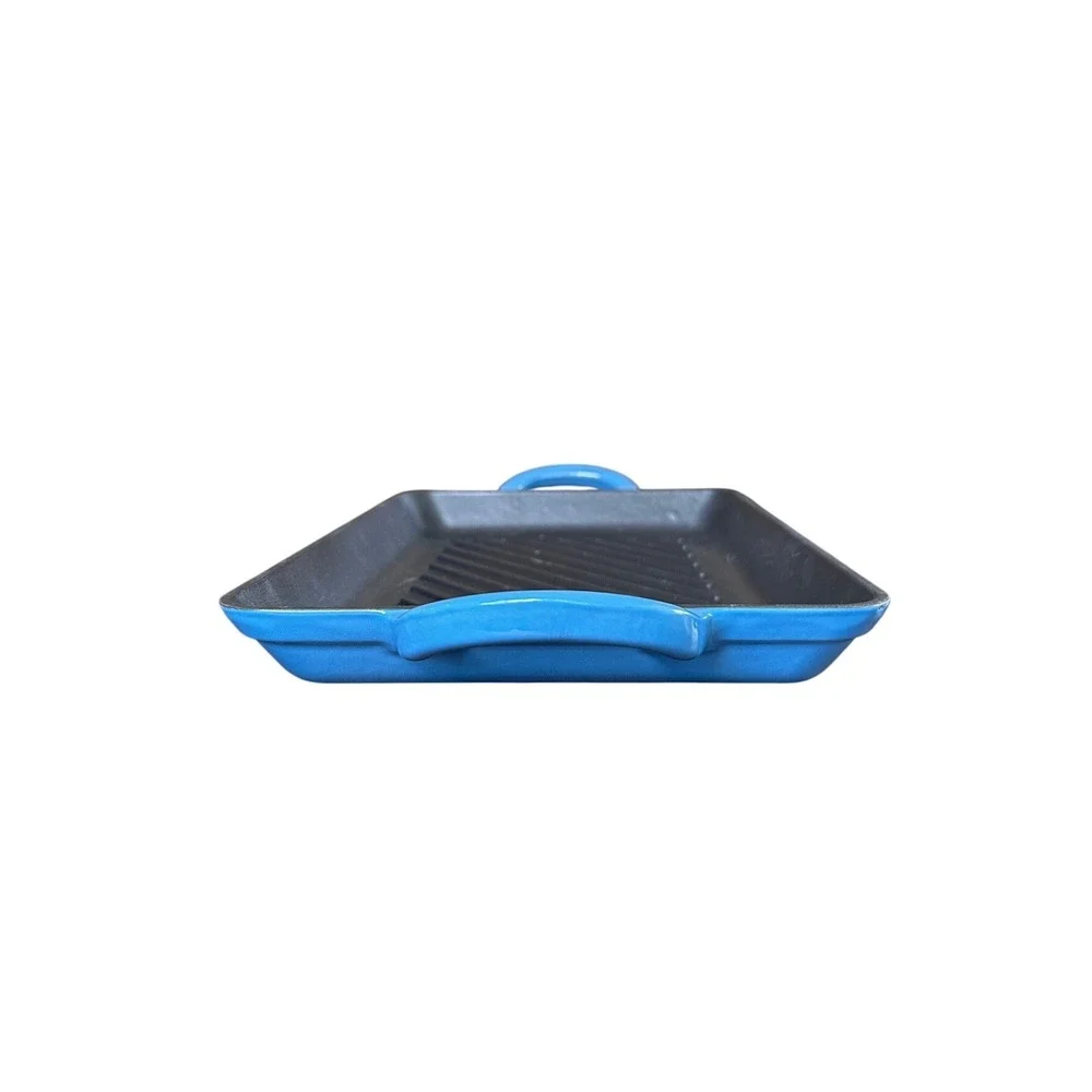 Crofton Enameled Cast Iron Rectangular Grill‎ Pan Blue 13in 33cm Double Handle
